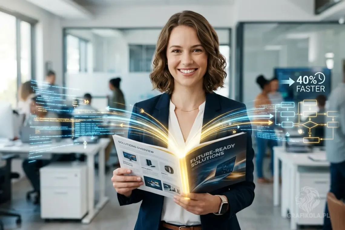 Profesjonalnie zaprojektowany katalog produktowy Grafikola wspomagający proces onboardingu nowego handlowca w firmie B2B.