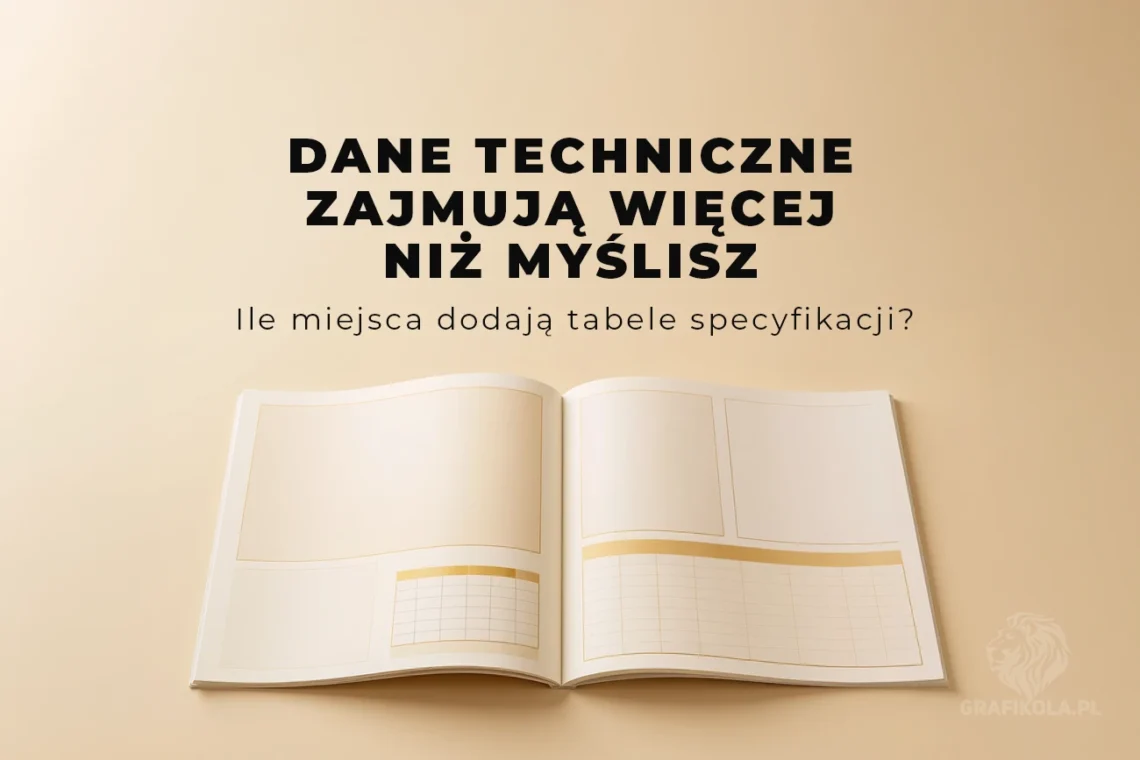 Tabele specyfikacji technicznej w katalogu — ile miejsca zajmują dane techniczne — Grafikola.pl Studio Graficzne Poznań